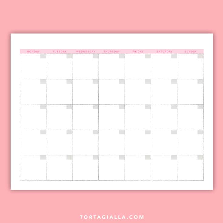 printable blank calendar (it's pretty and free!) - free download on tortagialla.com