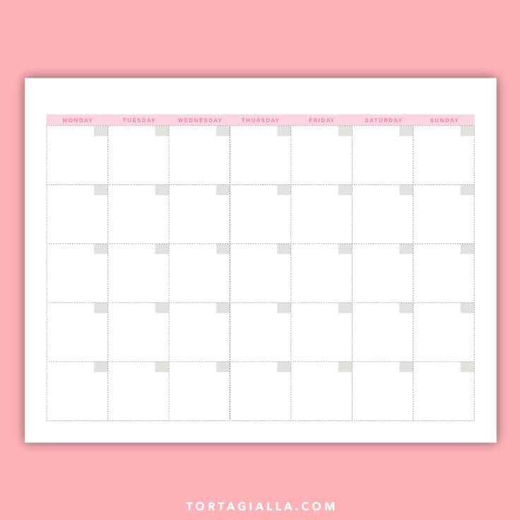 printable blank calendar (it's pretty and free!) - free download on tortagialla.com