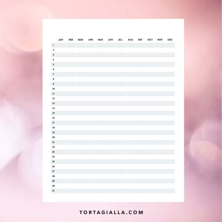 Project calendar template printable on tortagialla.com - FREE DOWNLOAD