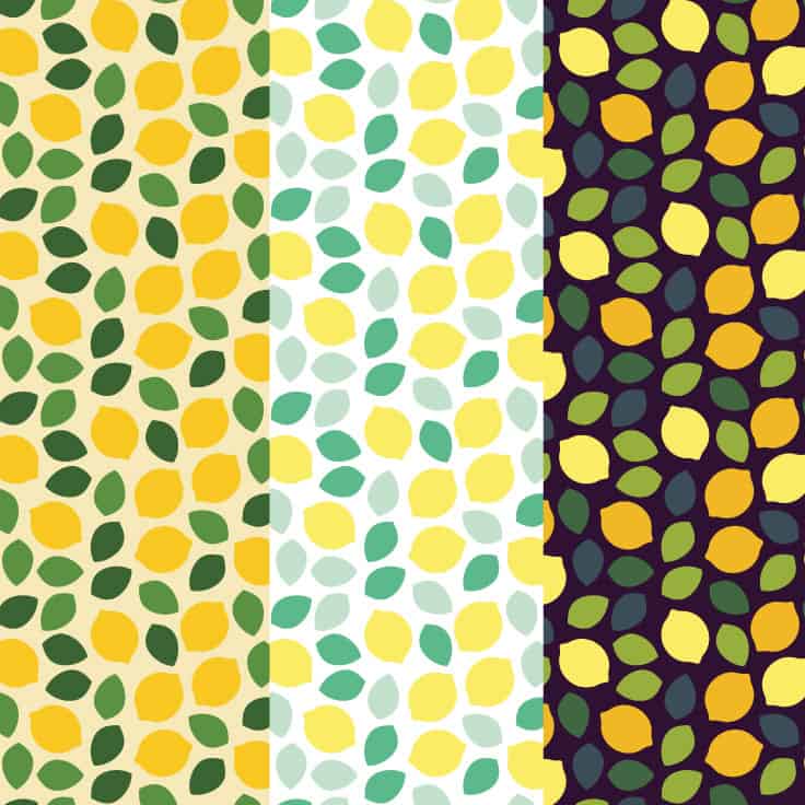 Lemon scrapbook paper designs in yellow, light and dark variations.