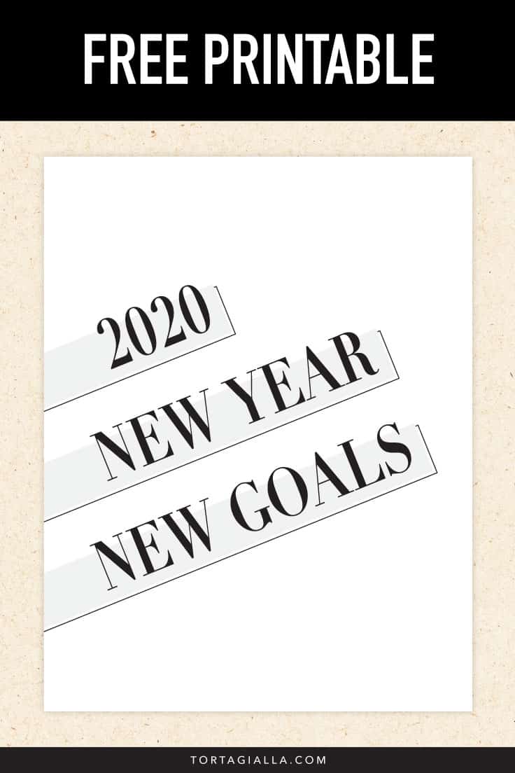 Free Printable - 2020 new year new goals printable pdf download preview.