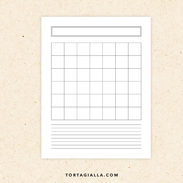 Preview of blank monthly planner printable page.