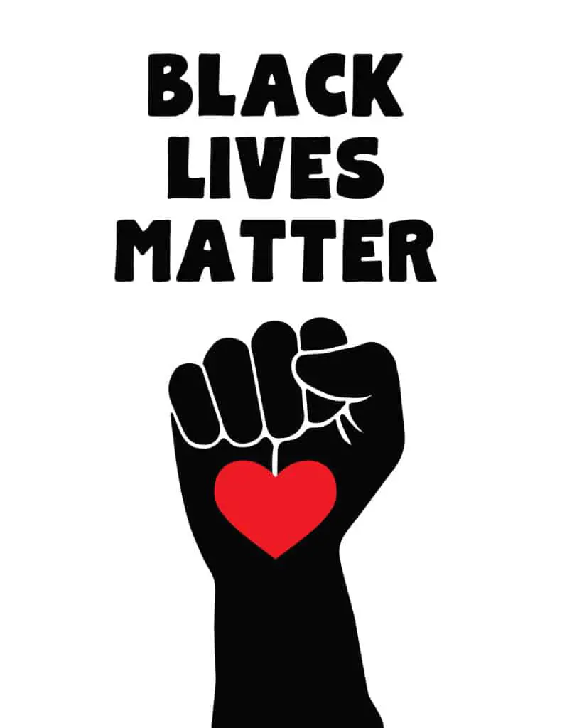 Black Lives Matter with fist heart design