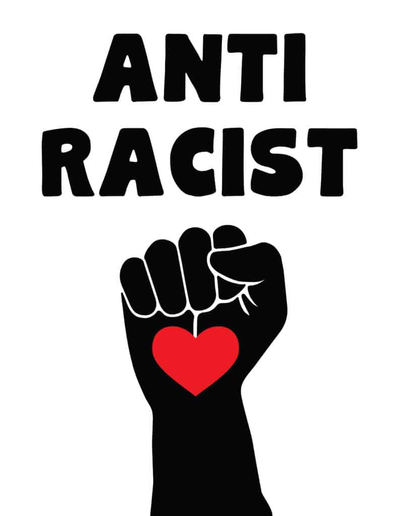 Anti Racist with fist heart design