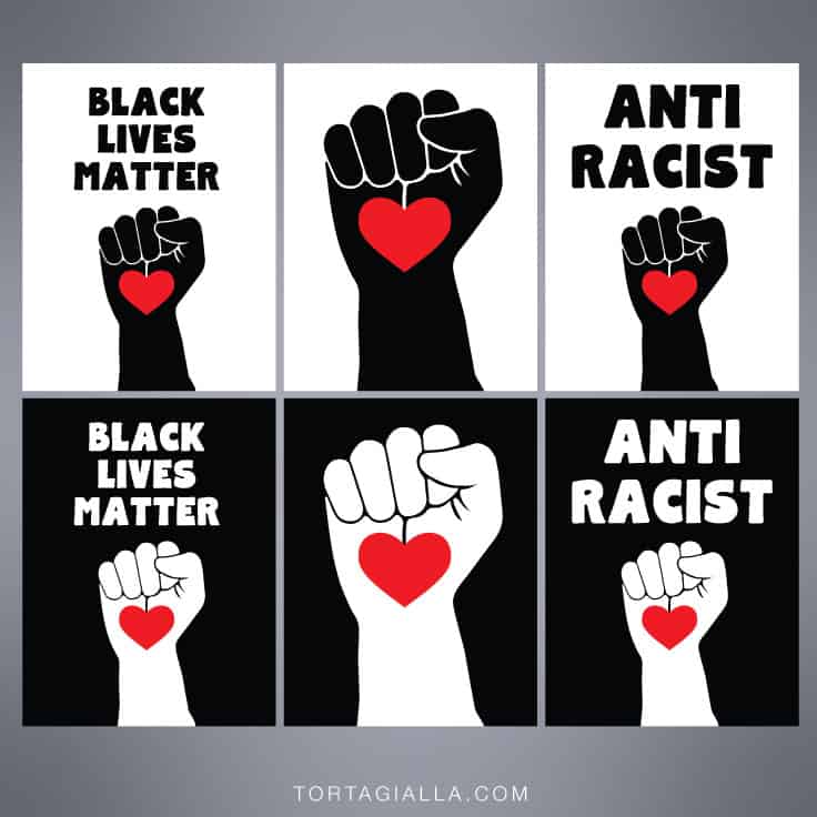 free printable black lives matter and first heart anti racist poster sign