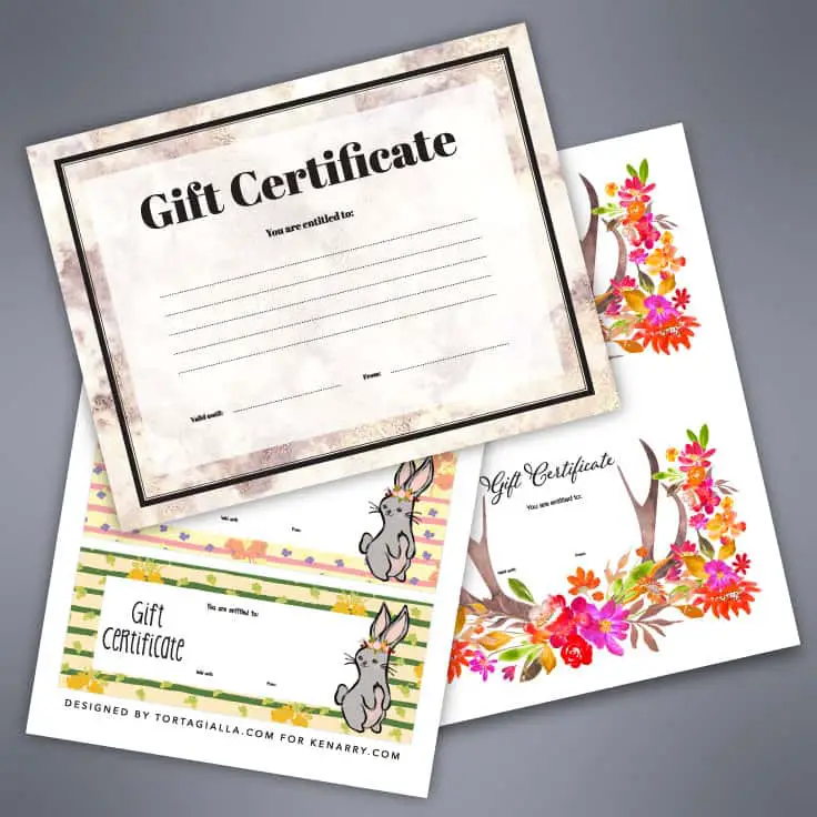 free printable gift certificates