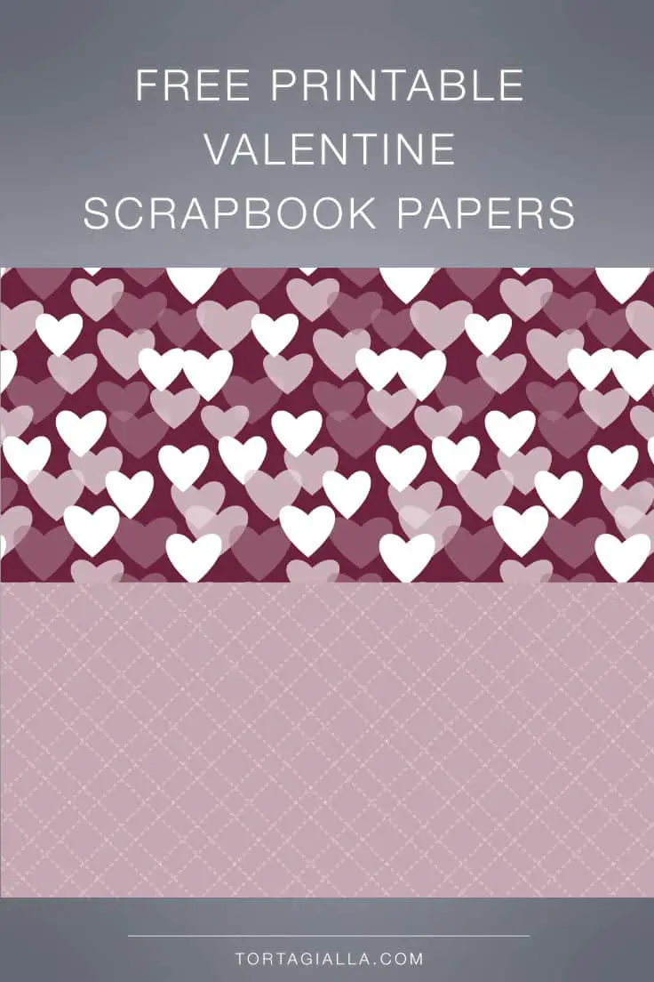 Looking for a free printable valentine scrapbook paper? Download this all over heart design with matching lined design for your projects!