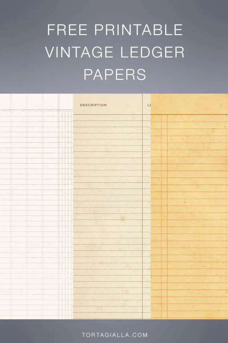 Download these free printable vintage ledger paper for all your junk journal and paper crafting projects - a variety of papers to choose from!