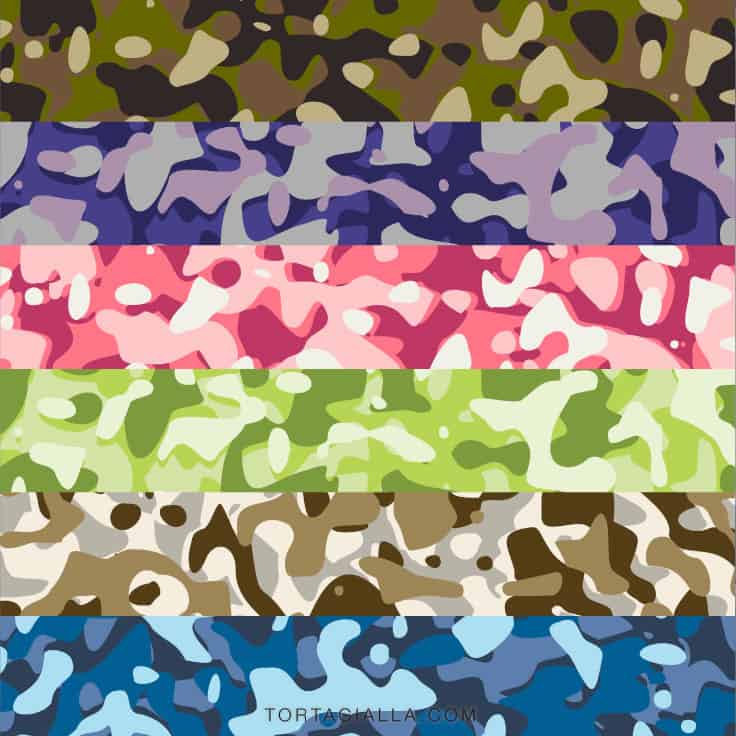 Free Printable Camo Paper - Preview of 6 color variations