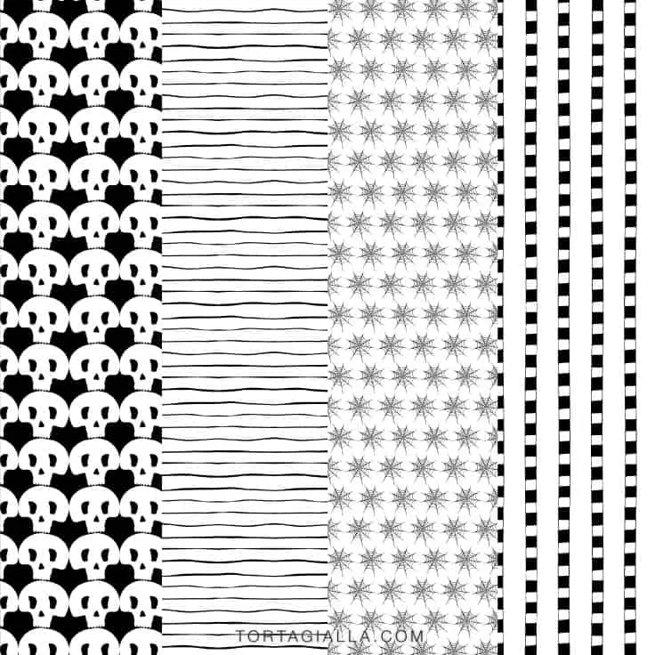 Free Printable Halloween Scrapbook Papers in black and white