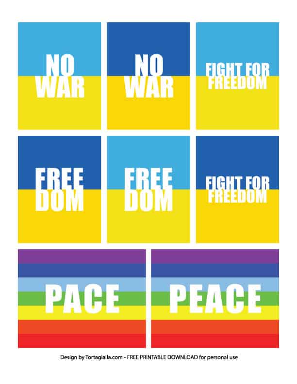 Preview of collage sheet no war peace freedom