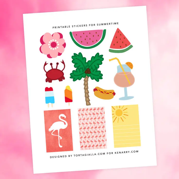 Printable Stickers for the Summertime on Kenarry.com