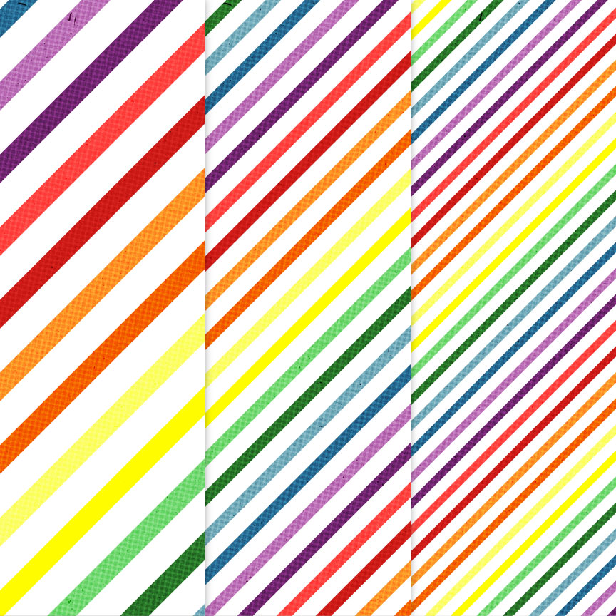 Download this set of rainbow stripe paper in 3 variations to use in a variety of papercrafting projects - perfect for pride month and every day use!