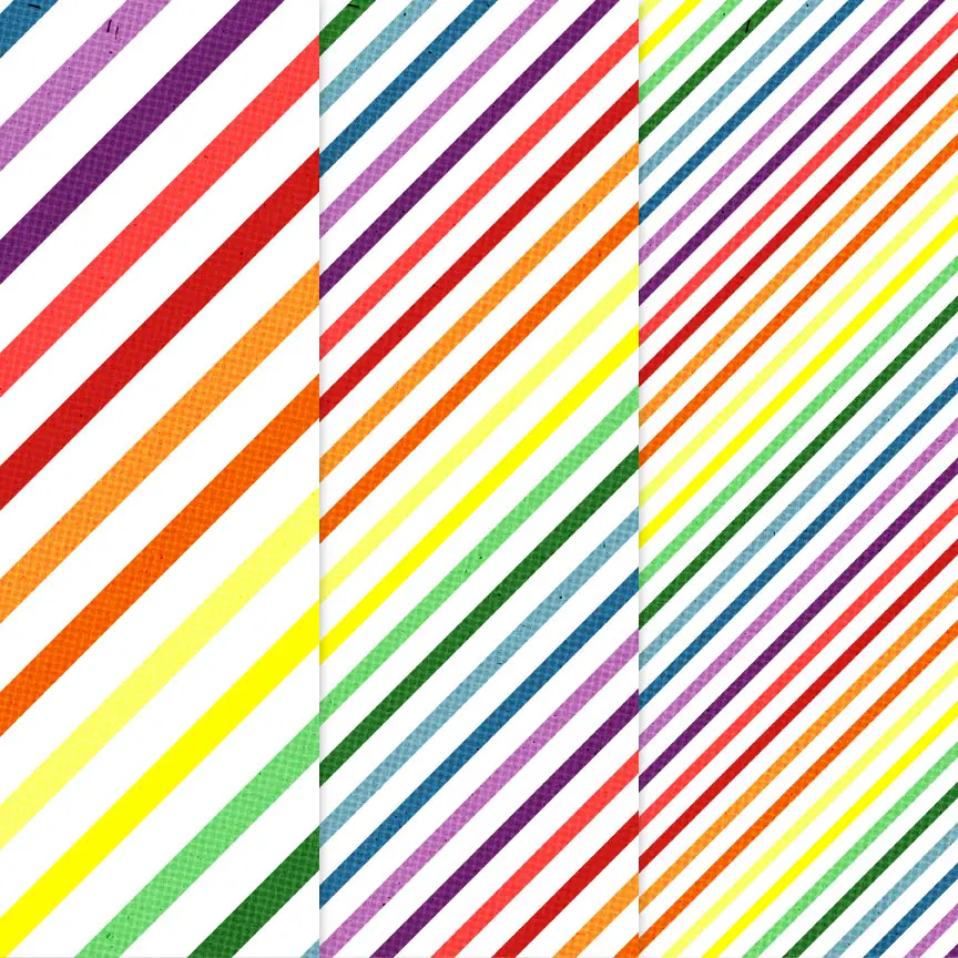 Download this set of rainbow stripe paper in 3 variations to use in a variety of papercrafting projects - perfect for pride month and every day use!