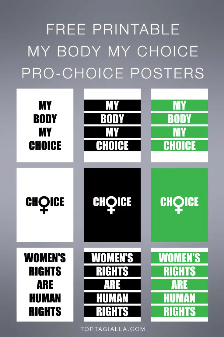 FREE DOWNLOAD - Looking for some posters to put up and express your support for my body my choice? Download these free digital printable pro-choice posters!