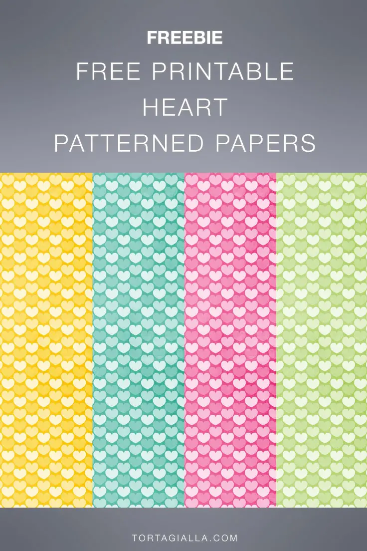 FREE DOWNLOAD: Get this set of free printable heart patterned papers on the tortagialla blog to use in journaling, scrapbooking and other papercrafting projects! 