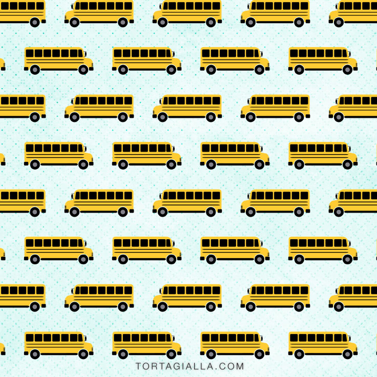 Preview of free printable school bus patterned paper download on tortagialla.com