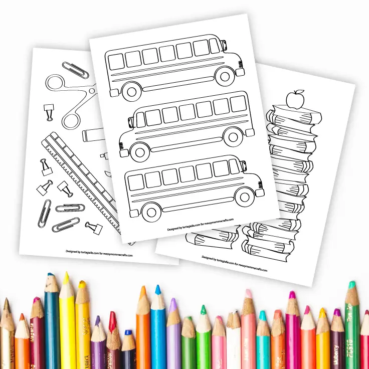 Freebie Back to School Coloring Pages download on messymommacrafts.com 