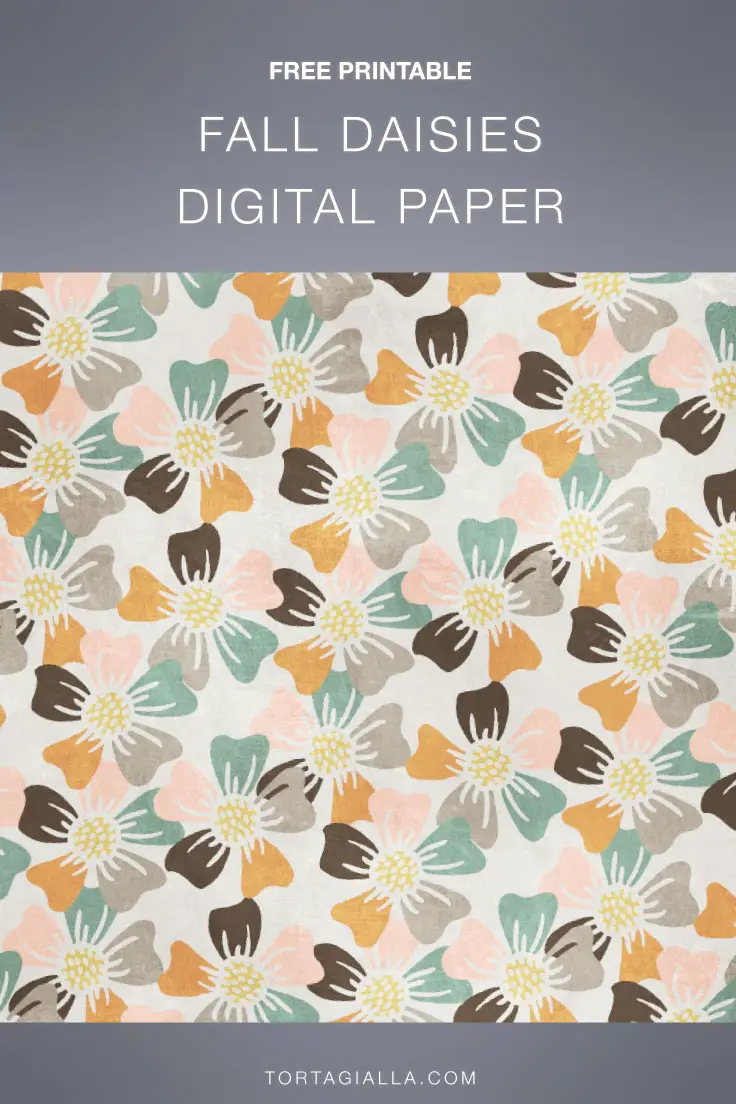 Download a free printable fall daisies patterned paper file on tortagialla.com