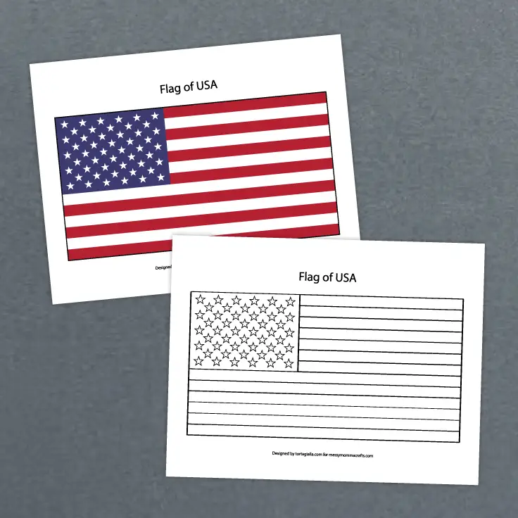 Freebie printable flag of USA printables on messymommacrafts.com 