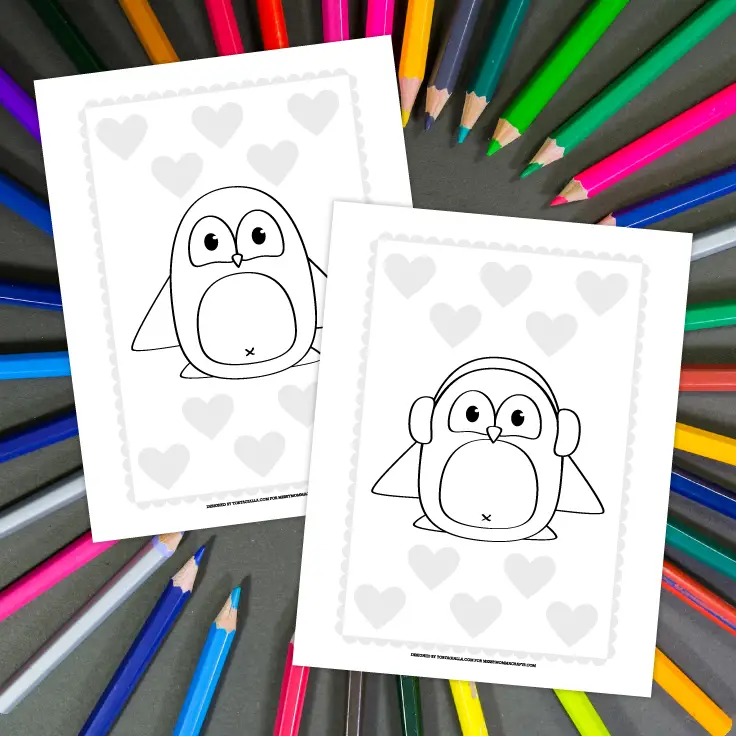 FREEBIE printable penguin coloring pages on messymommacrafts.com 