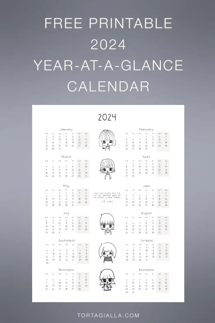 freeprintable2024yearataglancepreview1 tortagialla